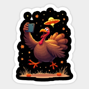 Alien Turkey UFO Selfie Sticker